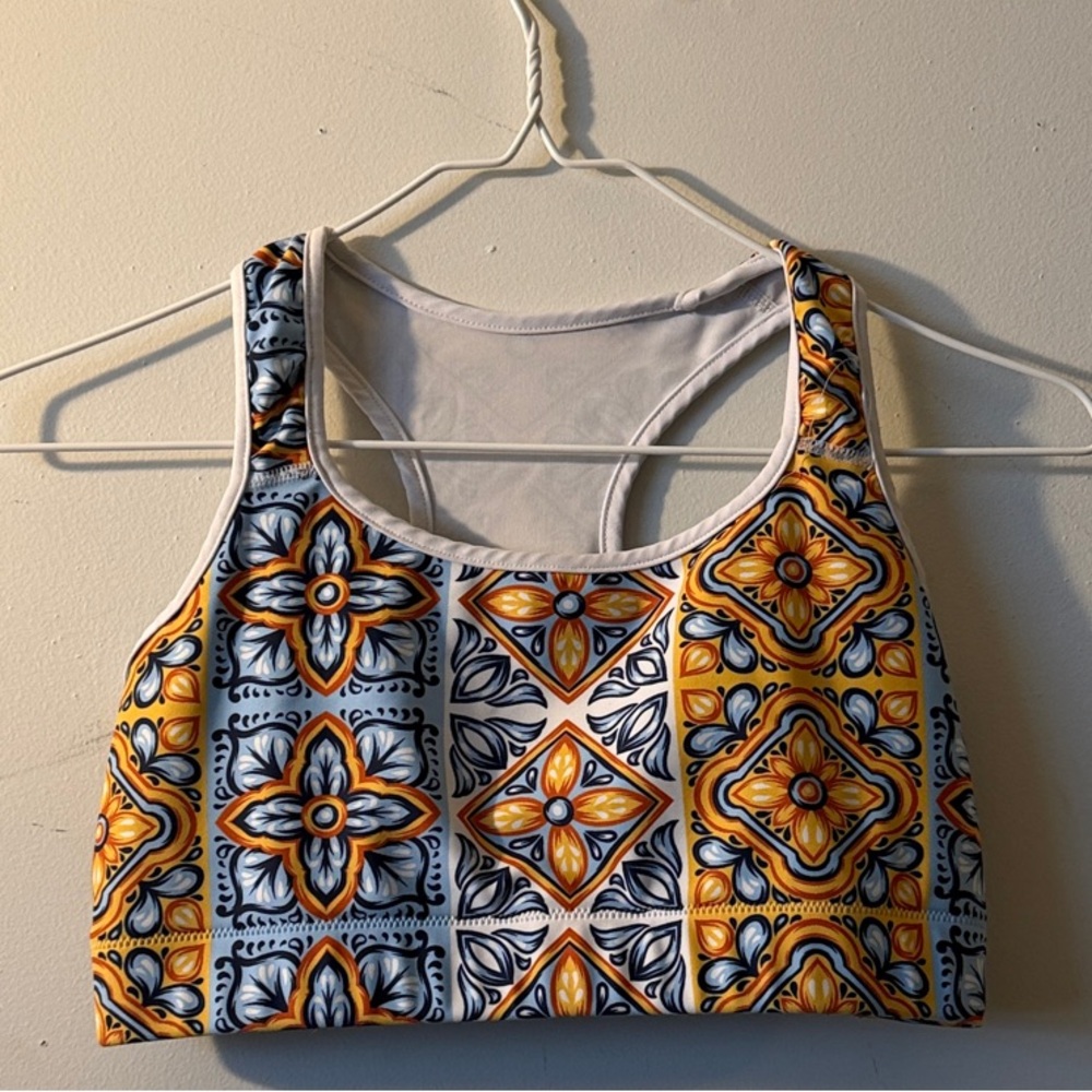 Italian Patterned Yellow and Blue Women's Top